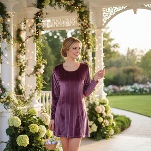 Soft Surroundings Velvet Elegance - Mauve Dress with Luxurious Comfort Sz M